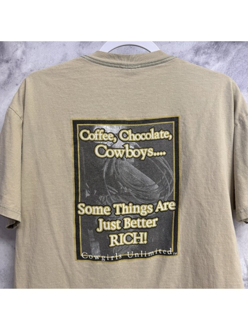 Vintage Cowgirls Unlimited T Shirt Mens Large Brown Western Cowboy